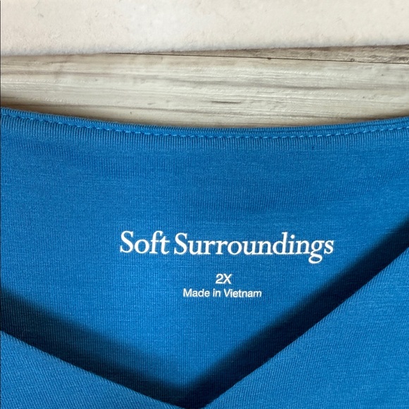 Soft Surroundings Vibrant Blue Ruched Blouse - Picture 2 of 6